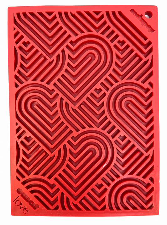 Heart Design "Love" eMat Enrichment Lick Mat, Small, Red