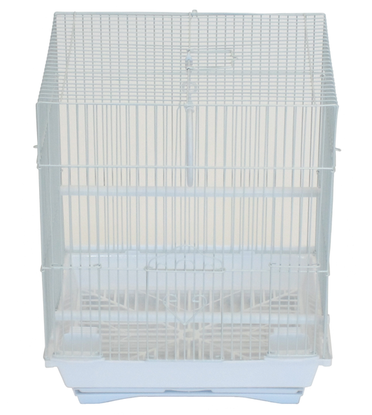 YML Flat Top Parakeet Cage, 11"x9"x14", WHITE