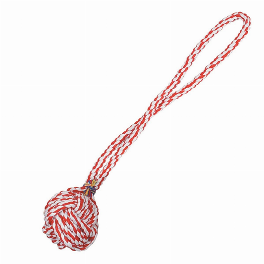 ZA Monkeys Fist Knot Rope 15In Red/Wht