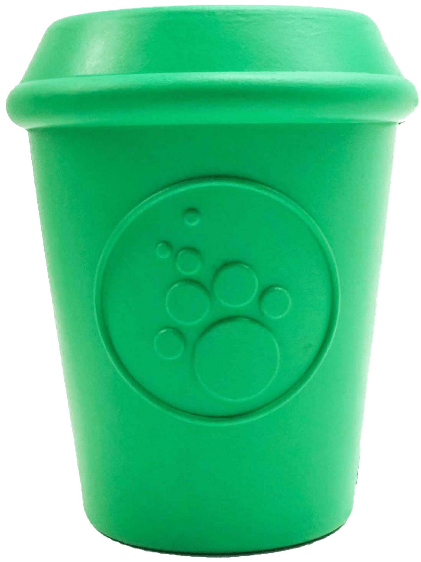 Coffee Cup Durable Rubber Chew Toy and Treat Dispenser, Medium, Green