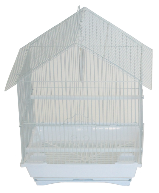 YML House Top Style Parakeet Cage, 11"x9"x16", WHITE