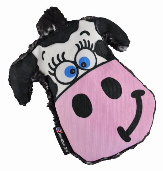 Moo-Ria Cow Dog Toy, Black/white