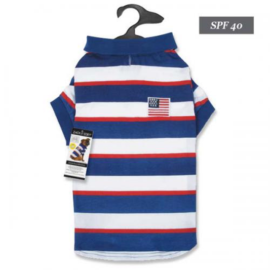 ZZ Patriotic Pooch SPF40 Polo Xsmall Red White Blue