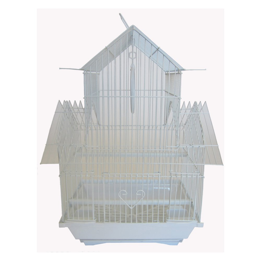 YML Pagoda Top Parakeet Cage, Small - 11"x9"x16", WHITE