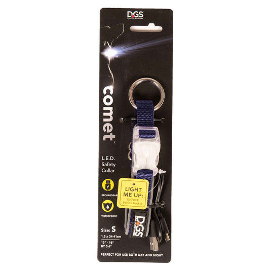 DGS Comet Rechargeable Light Up Dog Collar Small Navy