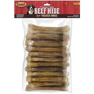 Cadet Premium Grade Pressed Beef Hide Bone 6.5 Inch, 12 ct