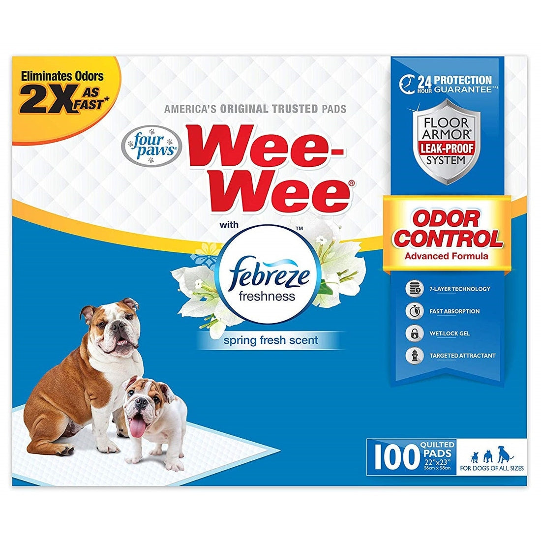 Four Paws Wee Wee Odor Control Pads with Fabreze Freshness, 100 ct