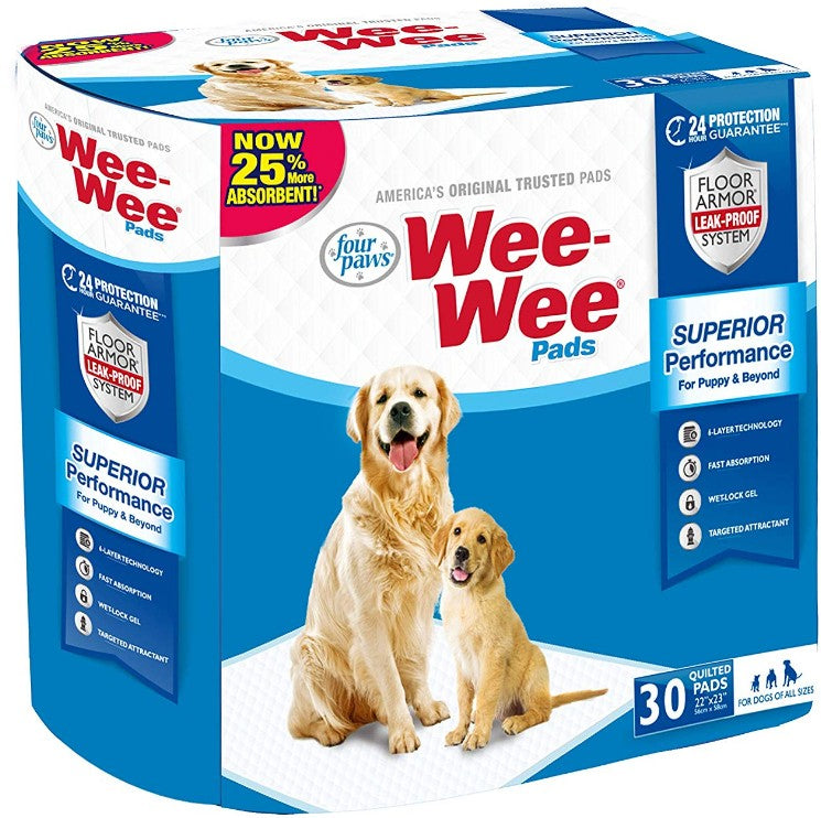 Four Paws Wee Wee Pads Floor Armor Leak-Proof System Dogs/Puppies 30 count