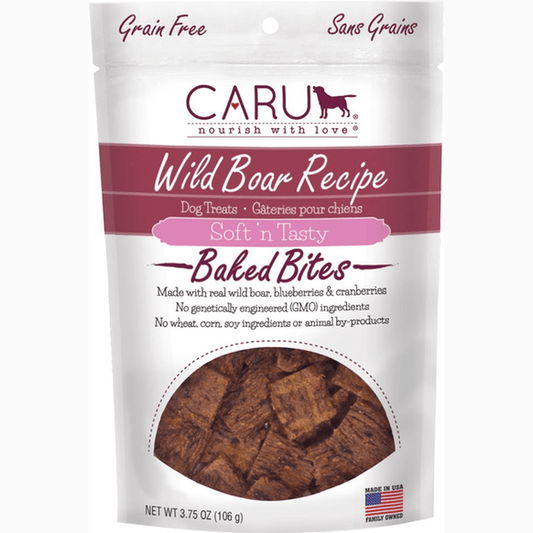 CARU Soft 'n Tasty Wild Boar Recipe Bites for Dogs, 3.5 oz (Case of 12)