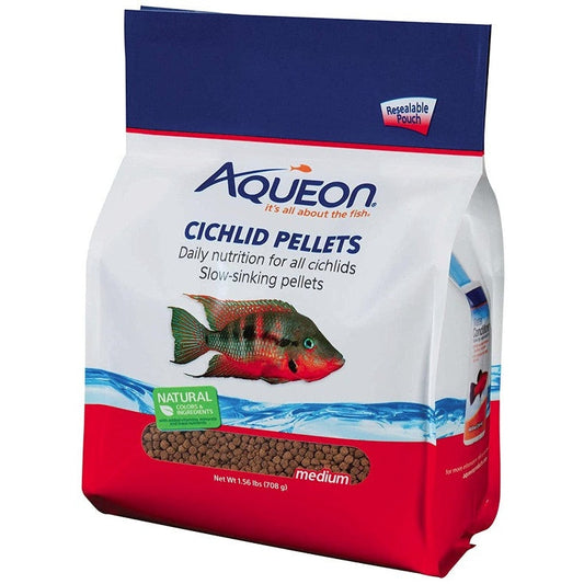 Aqueon Cichlid Food Medium Pellets Slow Sinking Pellets, 1.56 lb