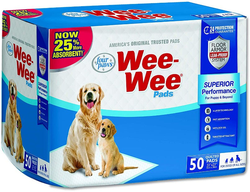 Four Paws Wee Wee Pads Floor Armor Leak-Proof System Dogs/Puppies 50 count