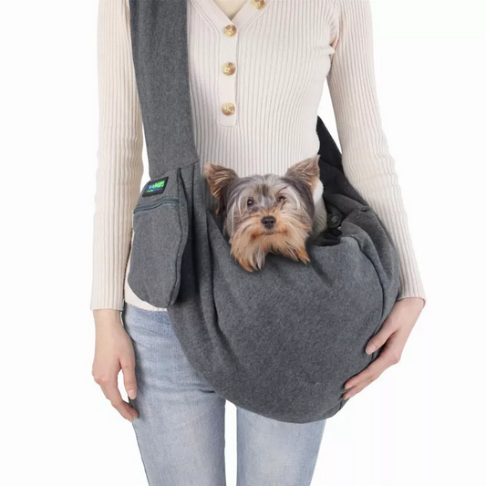 JESPET Comfy Pet Sling for Small Dog Cat, Hand Free Sling Bag, Grey, 28"