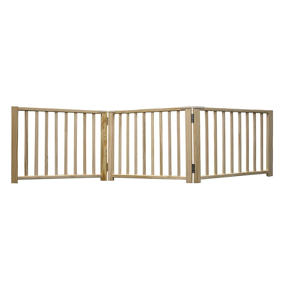 Four Paws Smart Design Folding Freestanding Gate 3 Panel Beige 24" - 68" x 1" x 17"