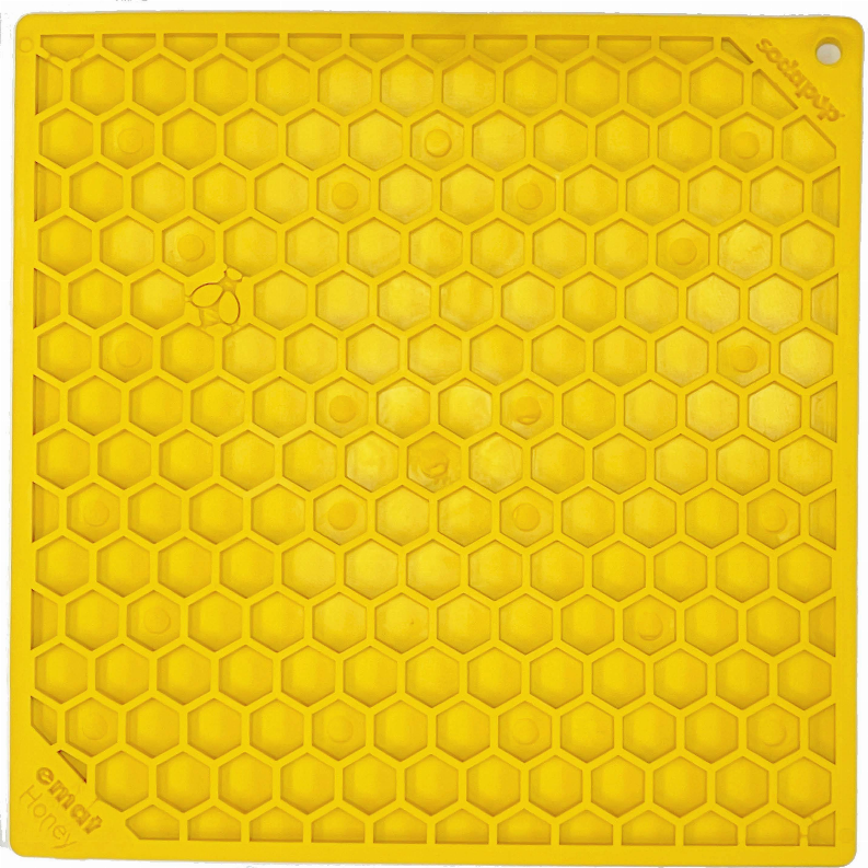 Honeycomb Design Emat Enrichment Lick Mat, Large, Yellow