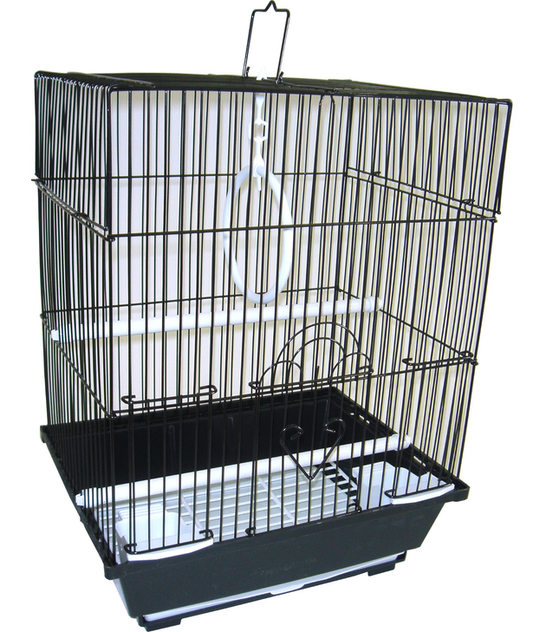 YML Flat Top Parakeet Cage, 13.3"x10.8"x16.5", BLACK