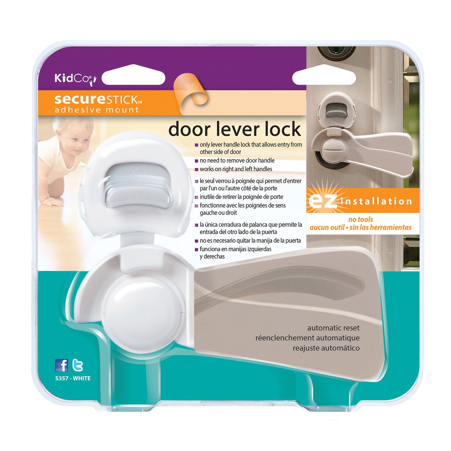 Kidco Door Lever Lock White