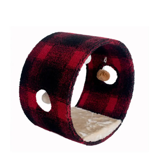 Armarkat Real Wood Cat Hideaway Tunnel, Scotch Plaid, 12"