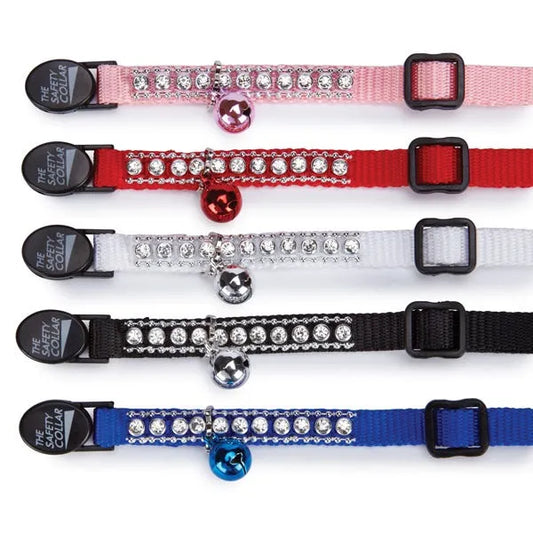 MT Rhinestone Cat Collar Wht