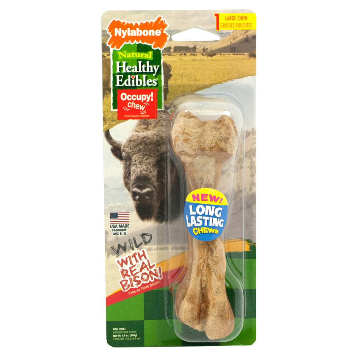 Nylabone Healthy Edibles Wild Chew Treats Bison Large 1 count