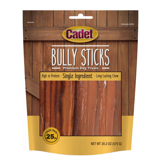 Cadet Bully Sticks Dog Treats 25 count Medium