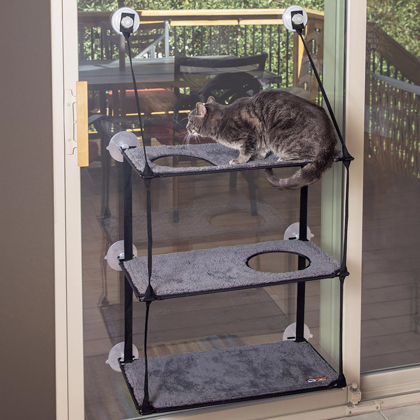 K&H Pet Products EZ Mount Window Kitty Sill Triple Stack Gray 12" x 23" x 42"