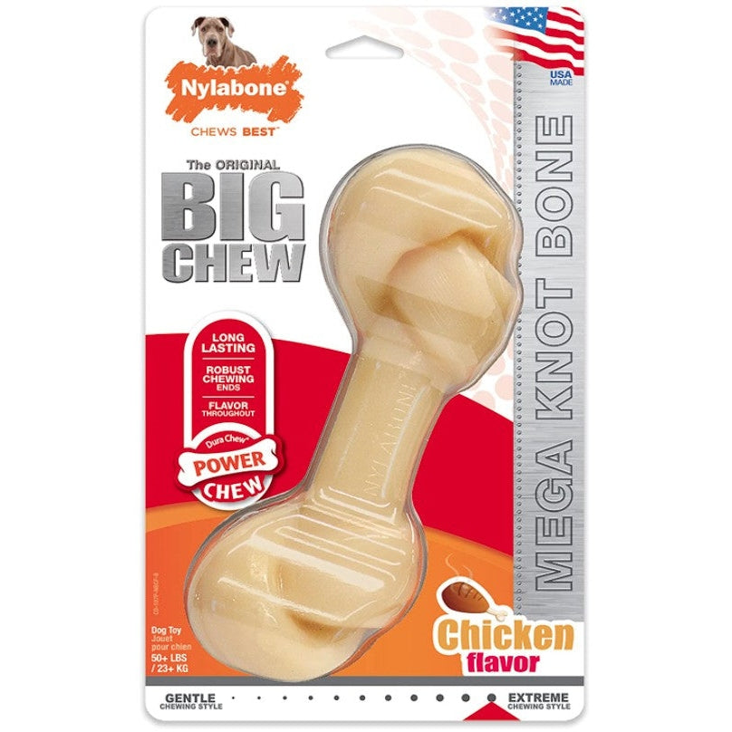 Nylabone Power Chew Knot Bone Big Dog Chew Toy Chicken Flavor, 1 ct