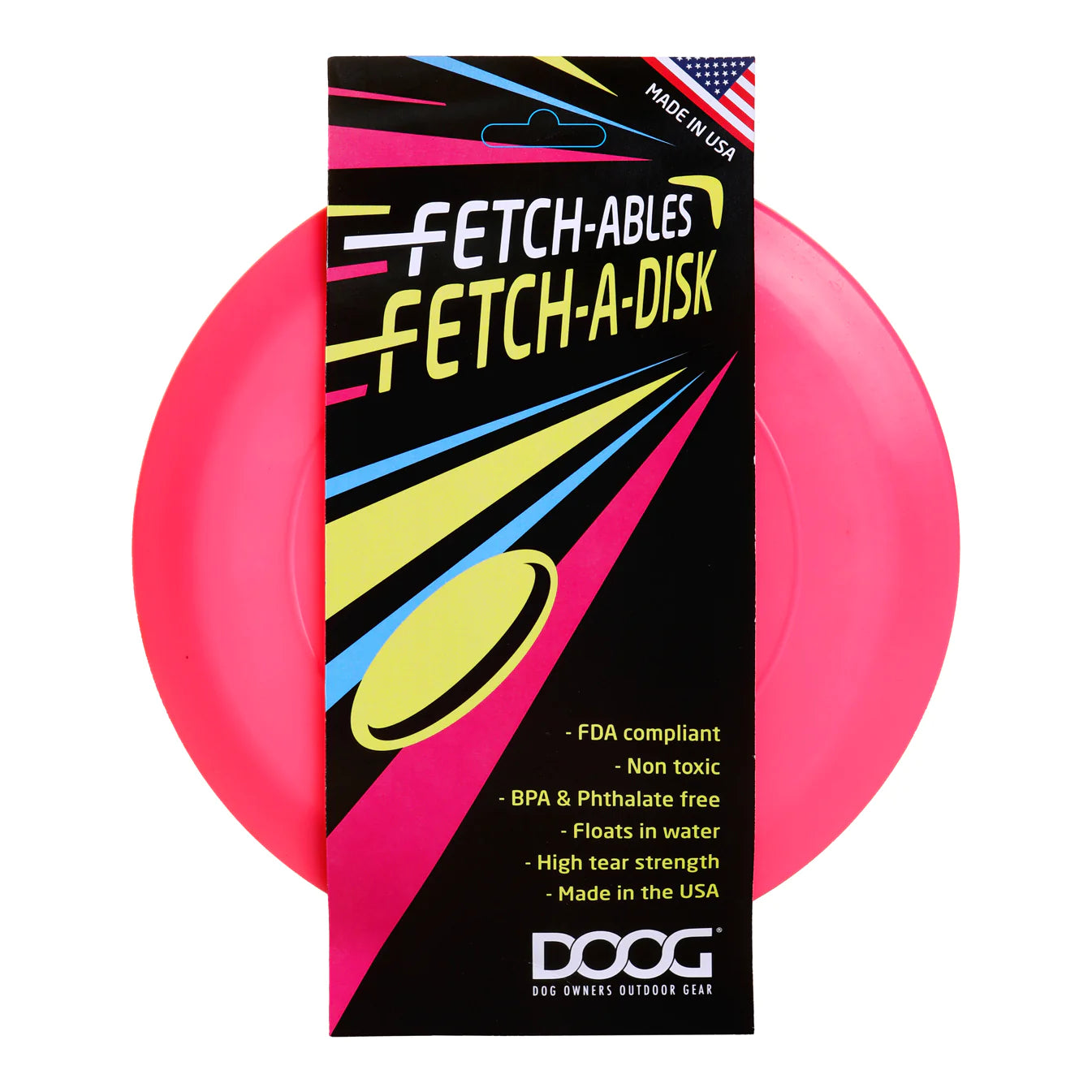 DOOG Fetch-ables Fetch-A-Disc Dog Toy Pink 8.25" x 8.25" x 0.25"