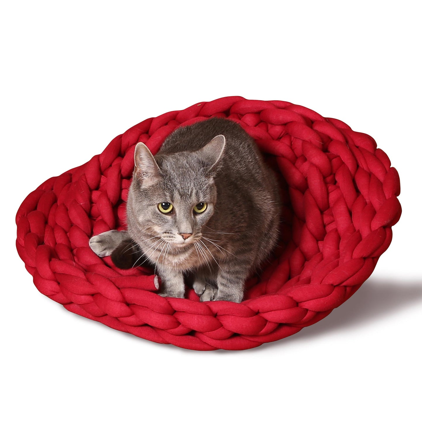 K&H Pet Products Knitted Pet Bed Red 17" x 17" x 4"