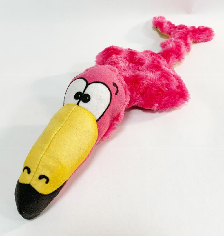 Flora Flamingo Dog Toy, Pink/Yellow