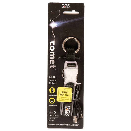 DGS Comet Rechargeable Light Up Dog Collar Small Black