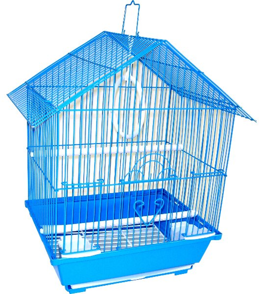 YML House Top Style Parakeet Cage, 11"x9"x16", BLUE