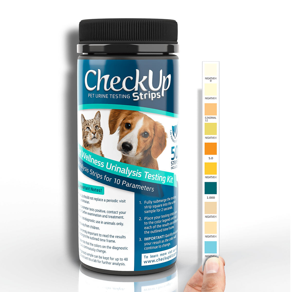 Coastline Global CheckUp 10-in-1 Dog and Cat Urine Testing Strips 50 Ct