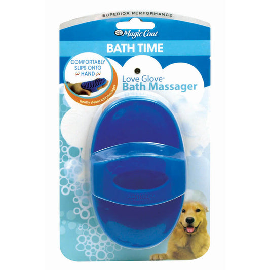 Four Paws Magic Coat Love Glove Bath Massager Blue