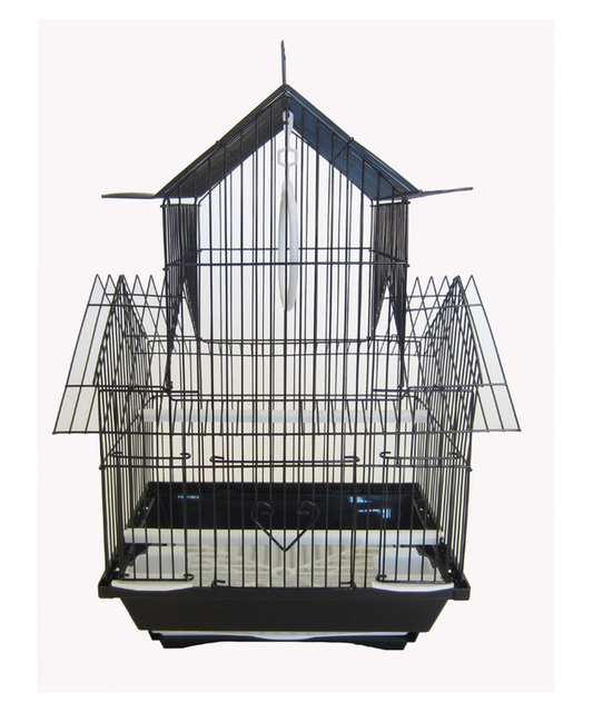 YML Pagoda Top Parakeet Cage, Small - 11"x9"x16", BLACK