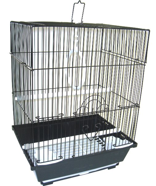 YML Flat Top Parakeet Cage, 11"x9"x14", BLACK