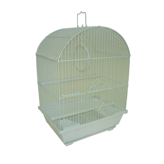 YML Round Top Style Parakeet Cage, 13.3"x10.8"x17.8", WHITE