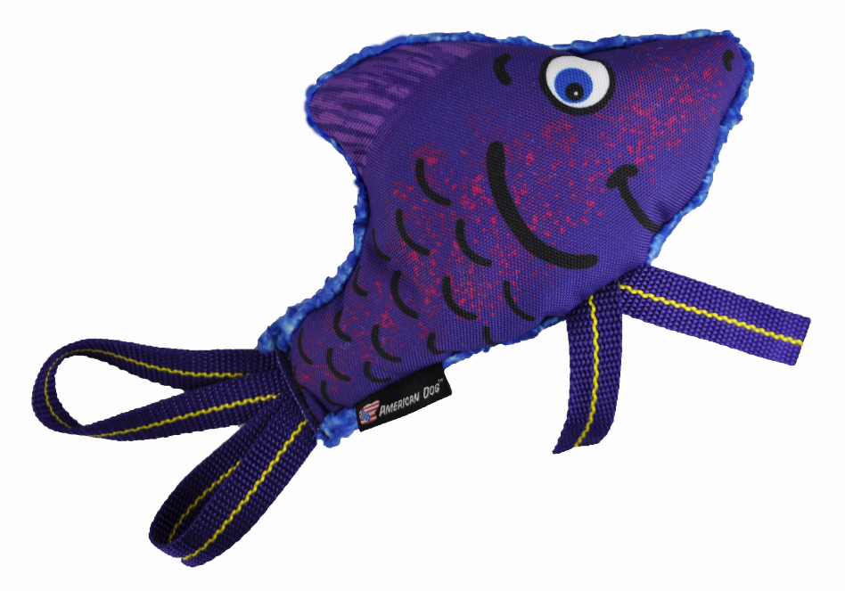 Flyin' Fish Dog Toy, Purple/Red