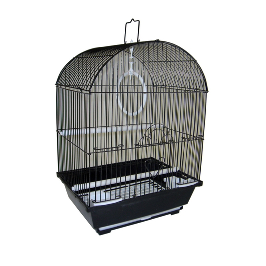 YML Round Top Style Parakeet Cage, 13.3"x10.8"x17.8", BLACK