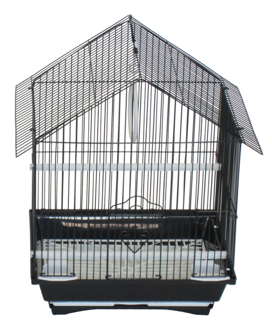 YML House Top Style Parakeet Cage, 11"x9"x16", BLACK