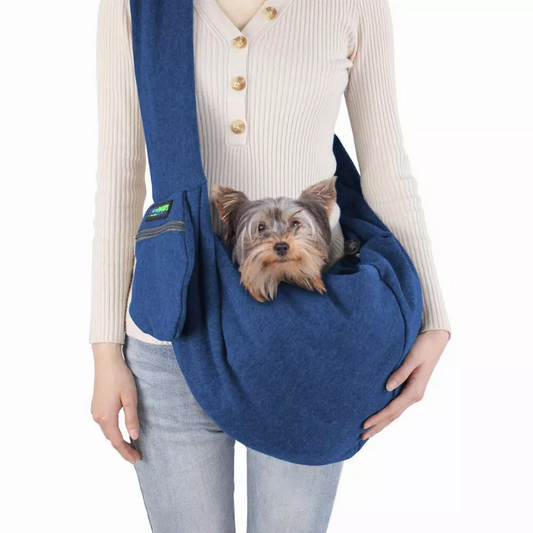 JESPET Comfy Pet Sling for Small Dog Cat, Hand Free Sling Bag, Navy Blue, 28"