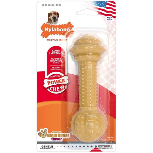 Nylabone Dura Chew Barbell Chew Toy Peanut Butter Flavor, Wolf - 1 ct