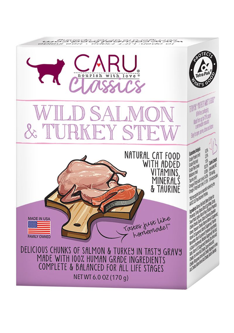 CARU Classics Wild Salmon & Turkey Stew for Cats, 5.5 oz (Case of 12)