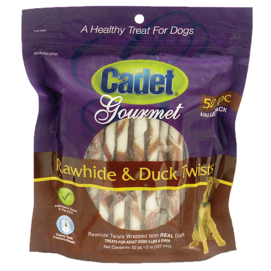 Cadet Premium Gourmet Rawhide and Duck Twists Treats 50 pack